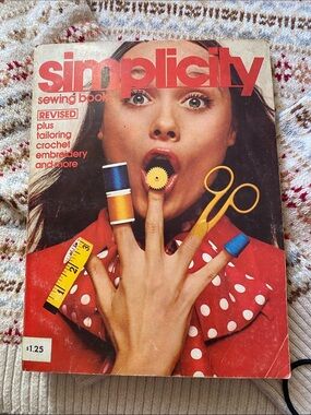 Vintage 70’s Simplicity Sewing Book Cover in Red and Yellow